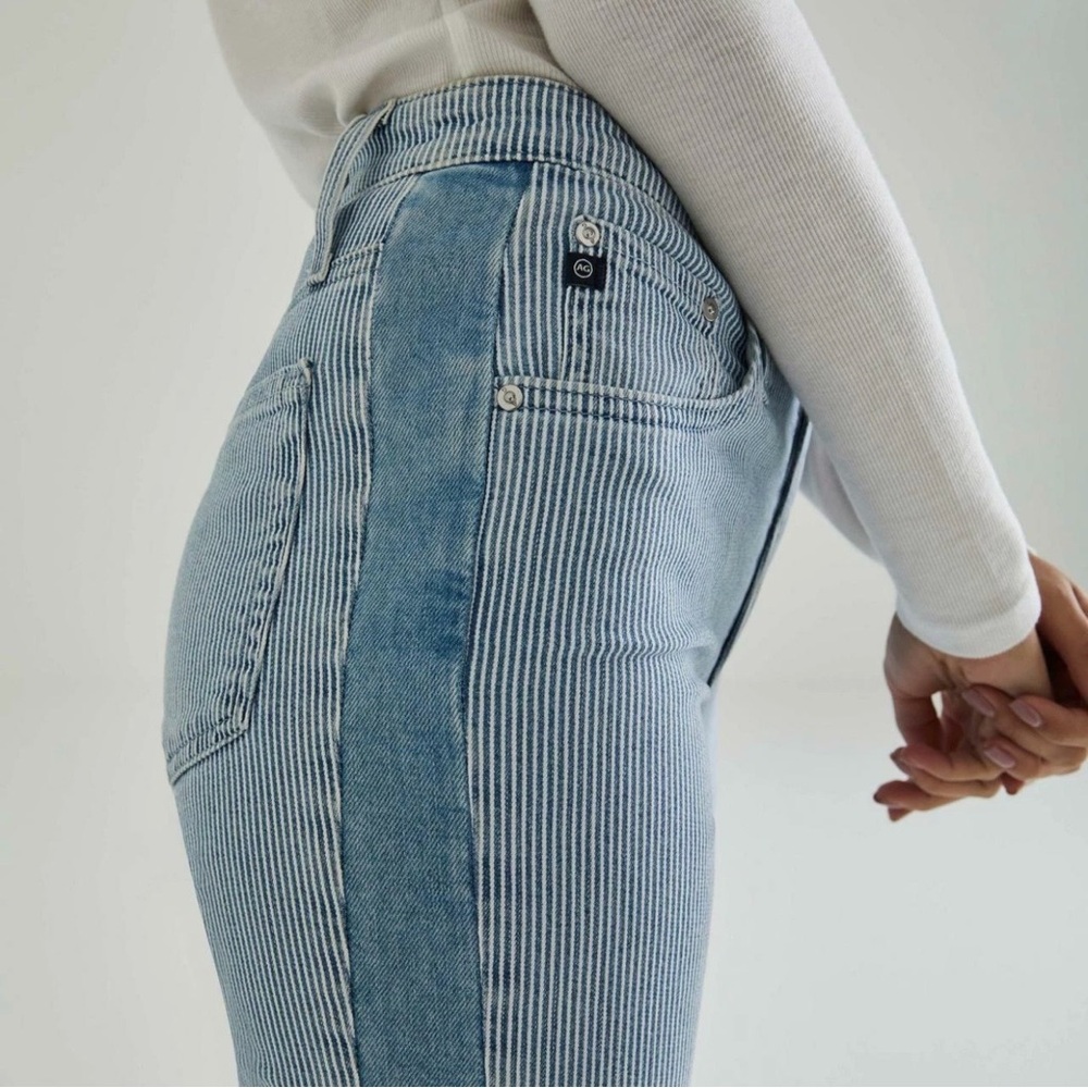 AG Isabelle High Rise Side Panel Stripe Ankle Skinny Jeans‎ Light Wash 28 NWT